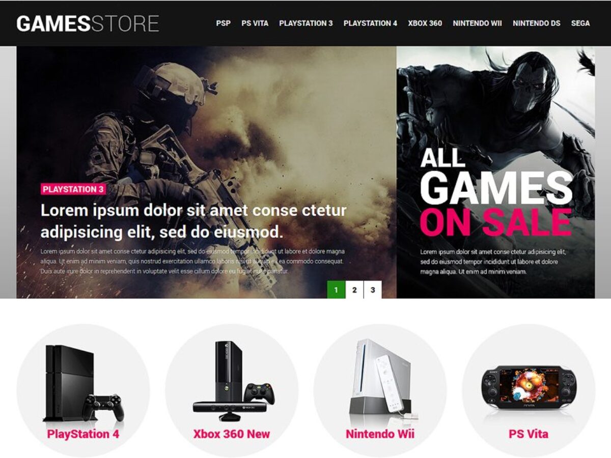 VIDEO GAMES STORE Ecommerce Website for Sale