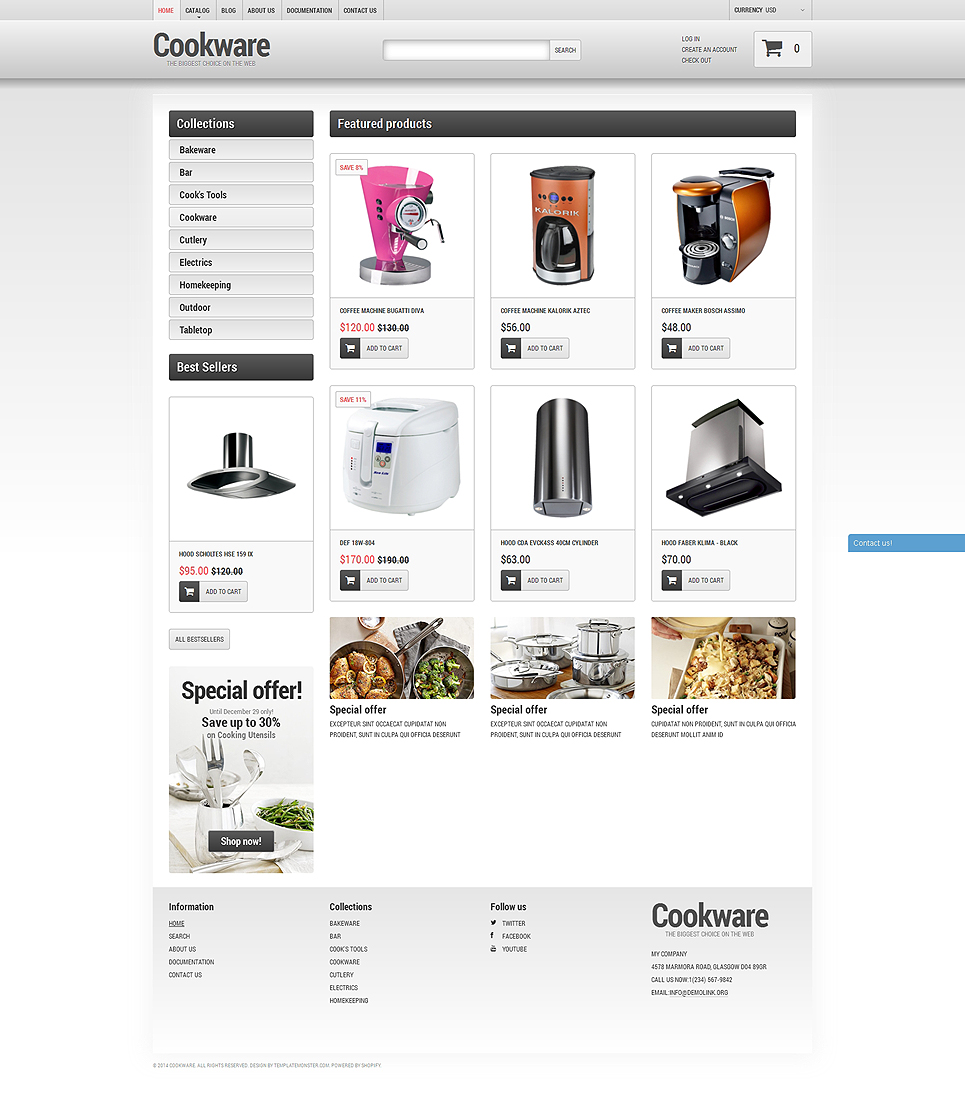 Cookware Store (Shopify theme for ecommerce sites) Item Picture