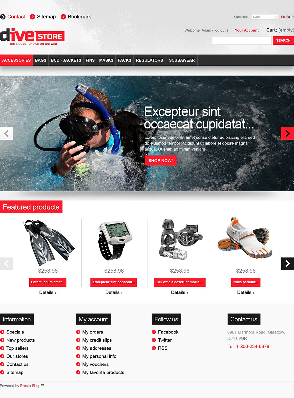 Test the Water (ecommerce template for PrestaShop
) Item Picture