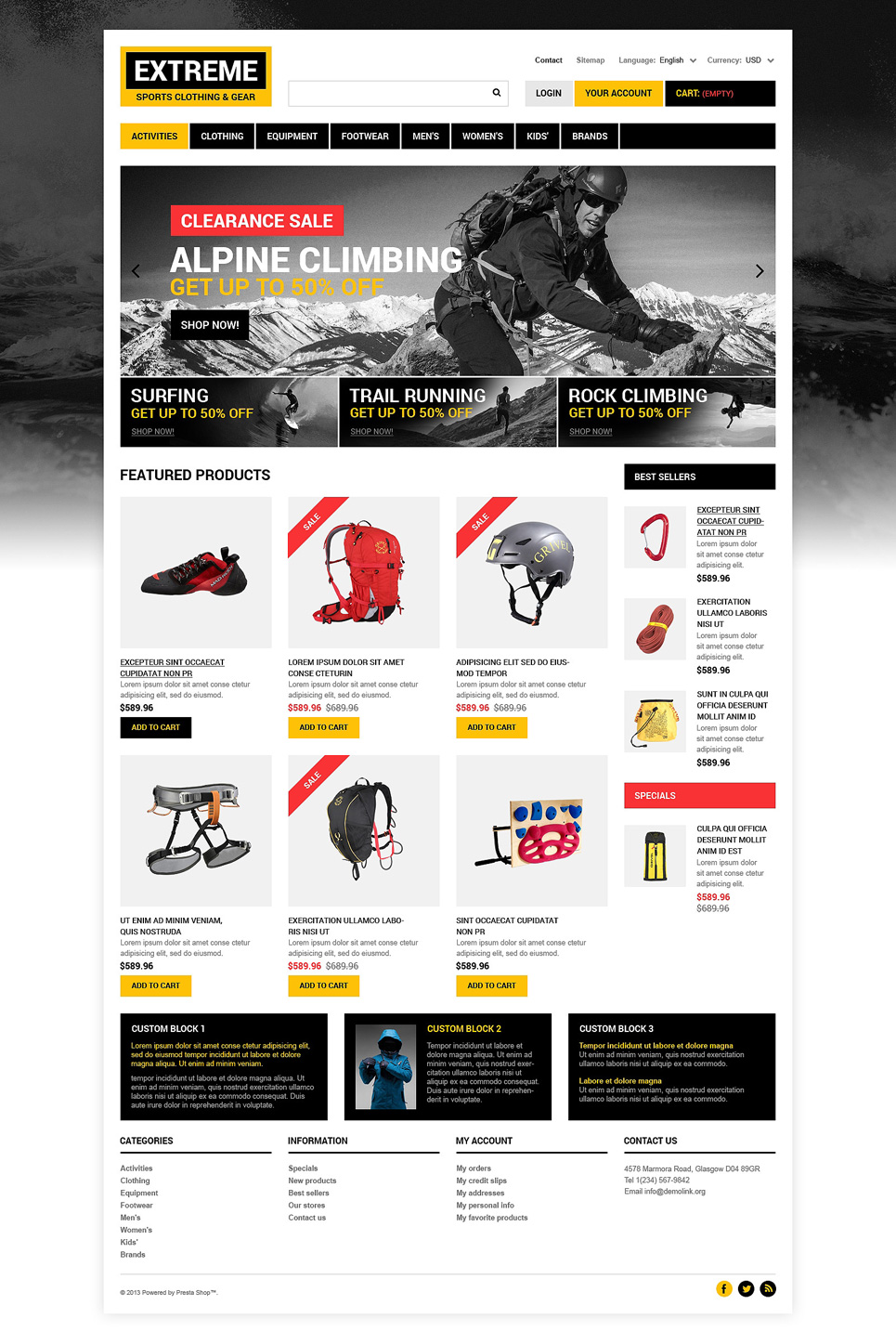 Extreme Sports Clothing Store (ecommerce template for PrestaShop
) Item Picture