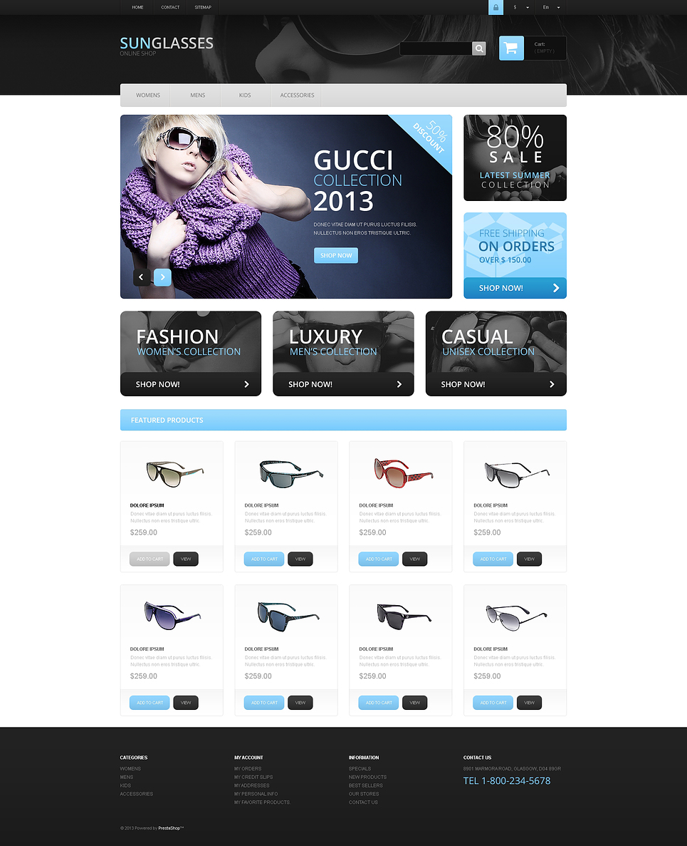 Fashionable Sunglasses (template for PrestaShop) Item Picture