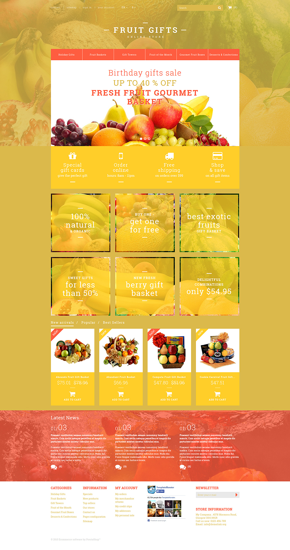 Fresh Fruit Gift Basket (template for PrestaShop) Item Picture