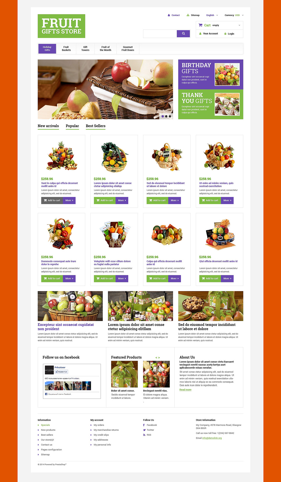 Fruit Gift Baskets (template for PrestaShop) Item Picture