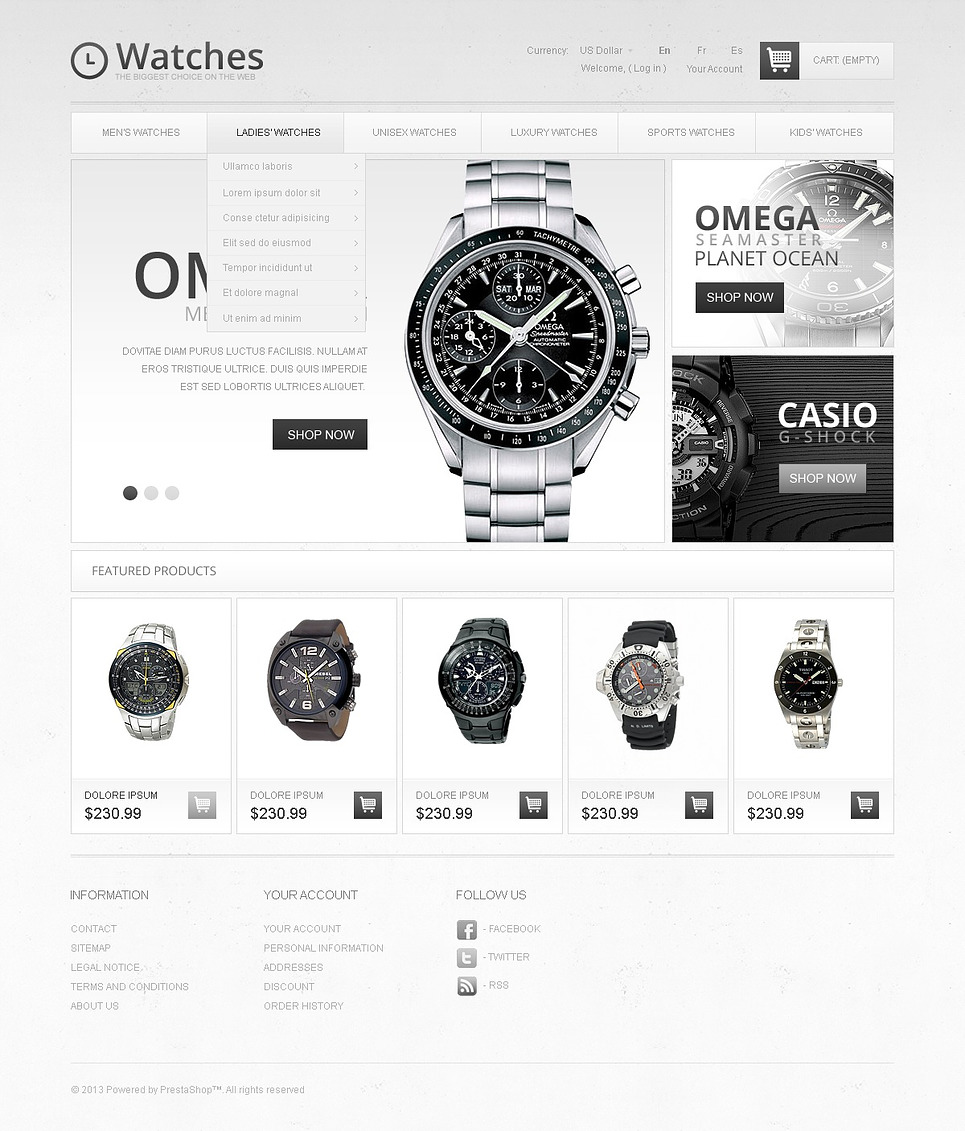 Luxury Watches (ecommerce theme for PrestaShop) Item Picture