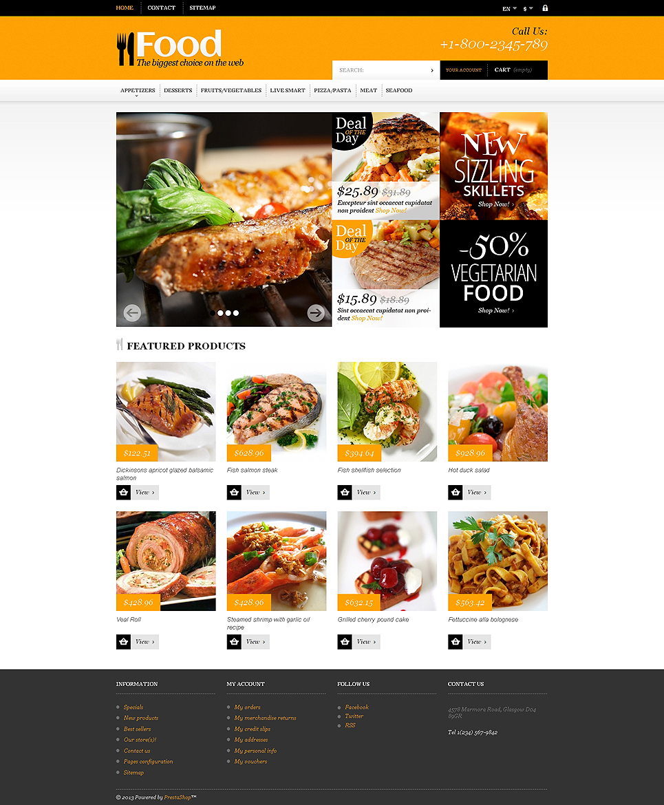 Online Orders of Meals (ecommerce theme for PrestaShop) Item Picture