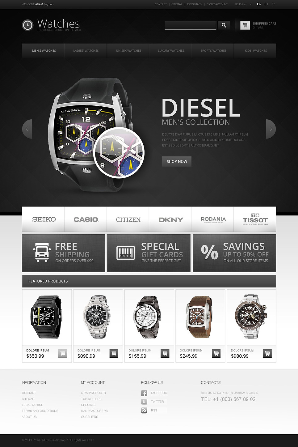 Premium Watches (ecommerce theme for PrestaShop) Item Picture