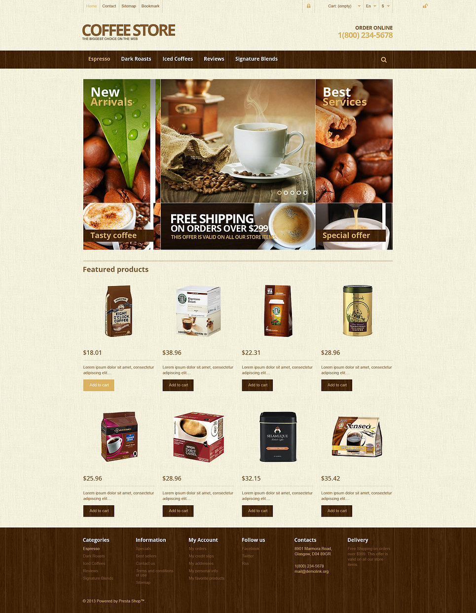 Responsive Coffee Store (template for PrestaShop) Item Picture