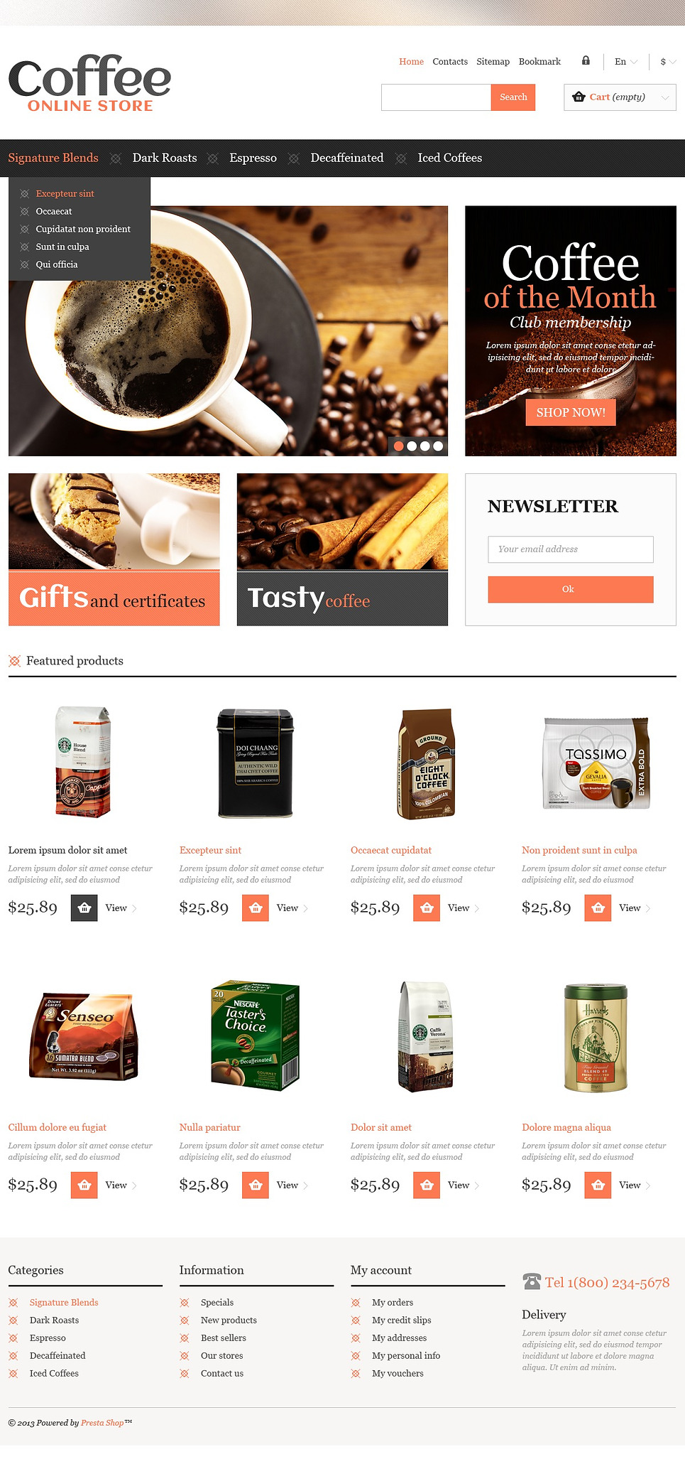 Responsive Coffee Shop (template for PrestaShop) Item Picture