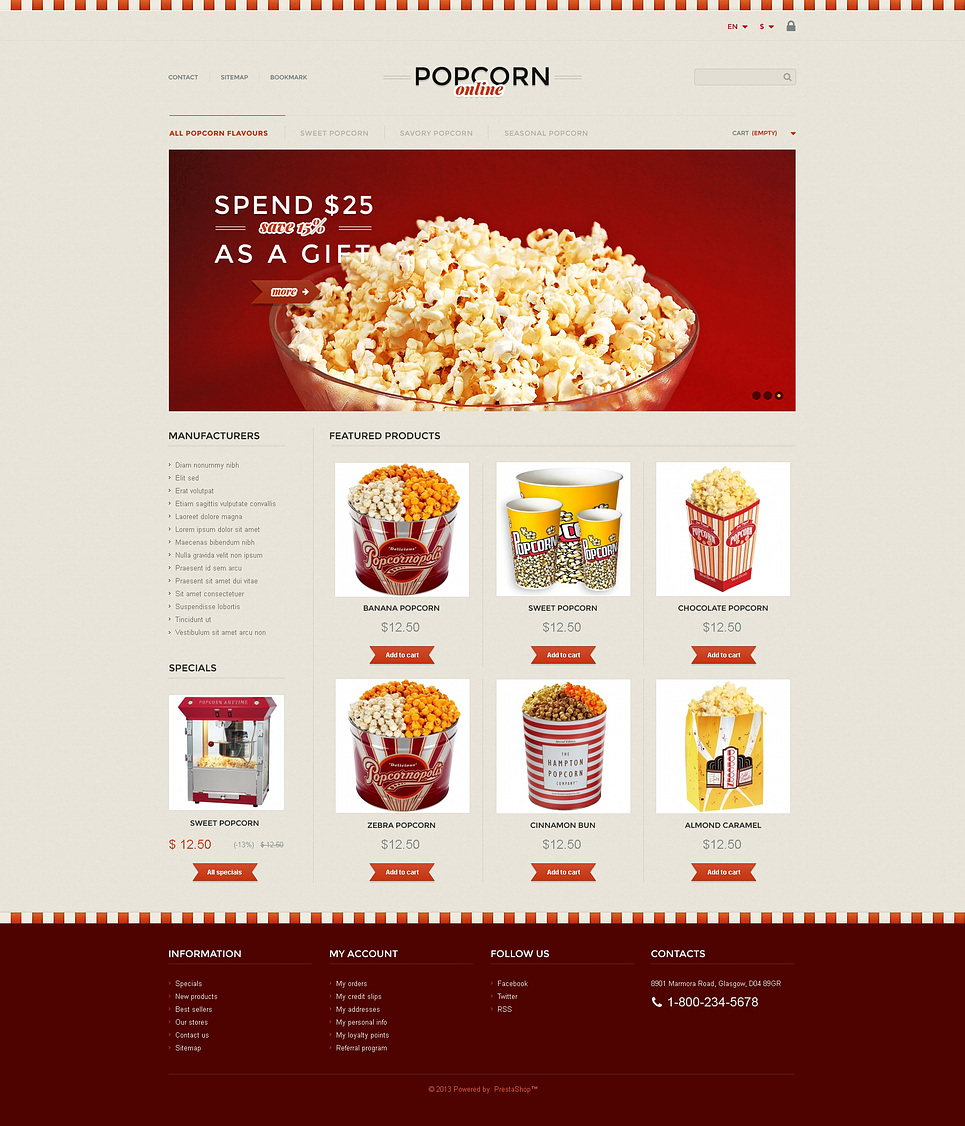 Responsive Popcorn Store (ecommerce theme for PrestaShop) Item Picture