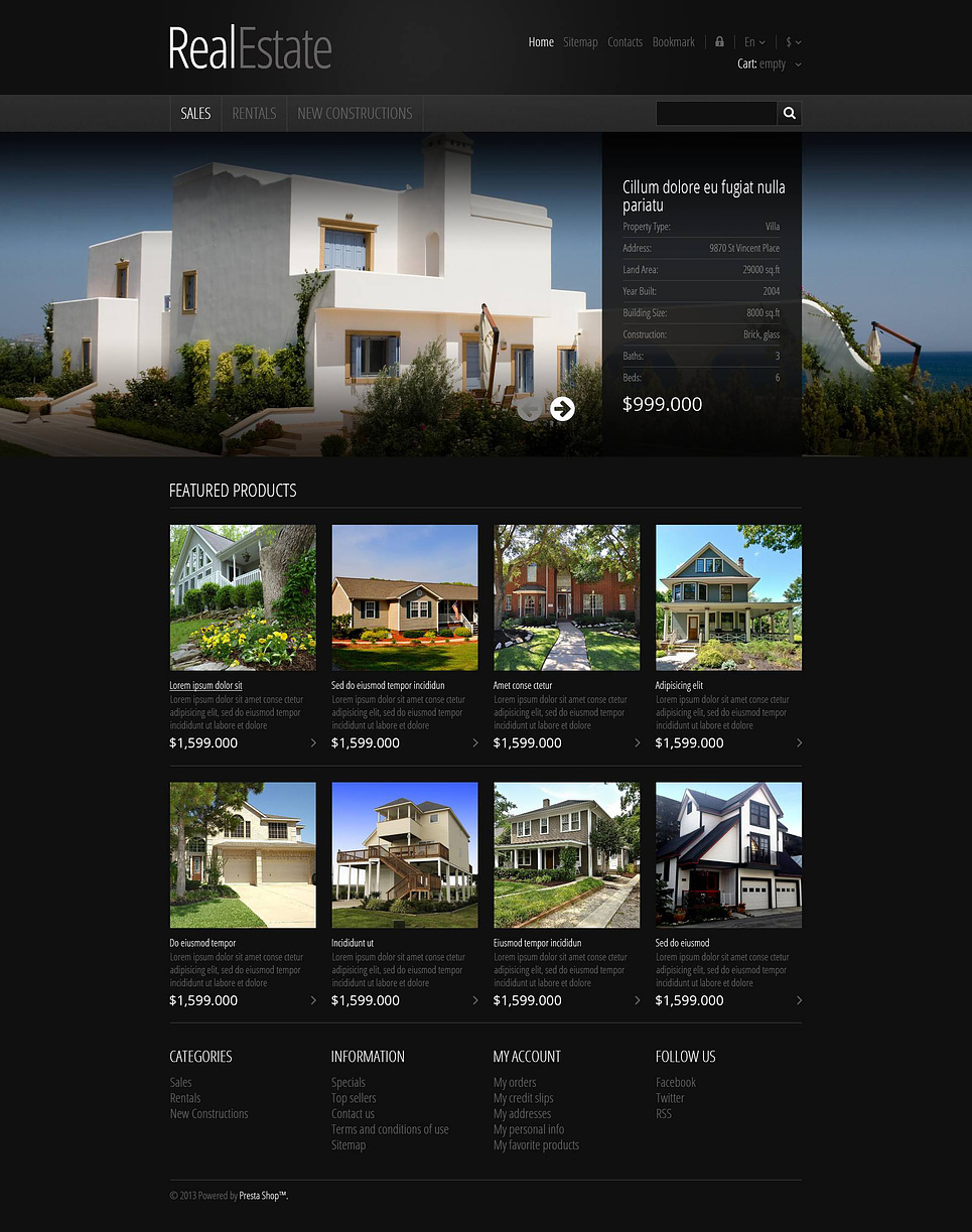 Responsive Real Estate Store (ecommerce PrestaShop theme) Item Picture