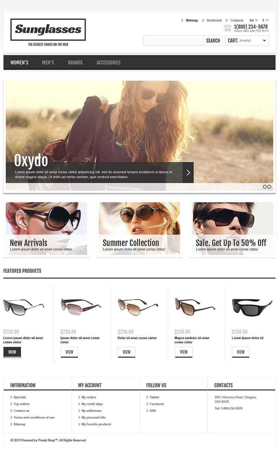 Responsive Sunglasses Store (template for PrestaShop) Item Picture