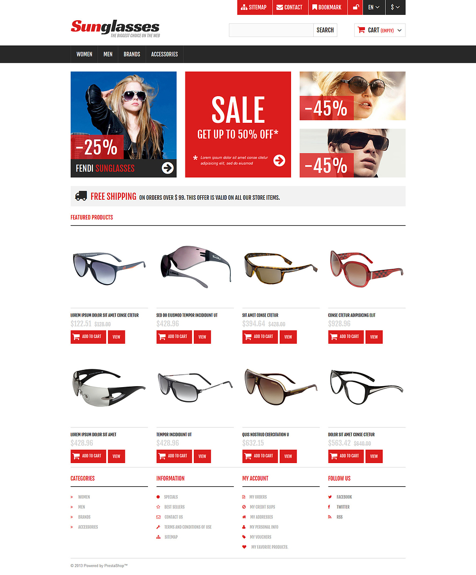 Responsive Sunglasses Store (template for PrestaShop) Item Picture