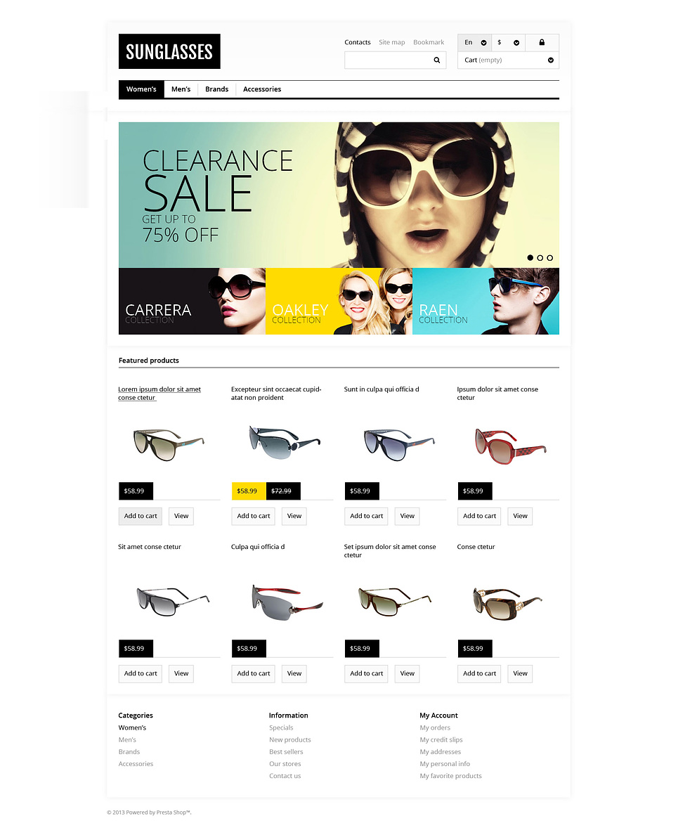 Responsive Sunglasses Store (template for PrestaShop) Item Picture