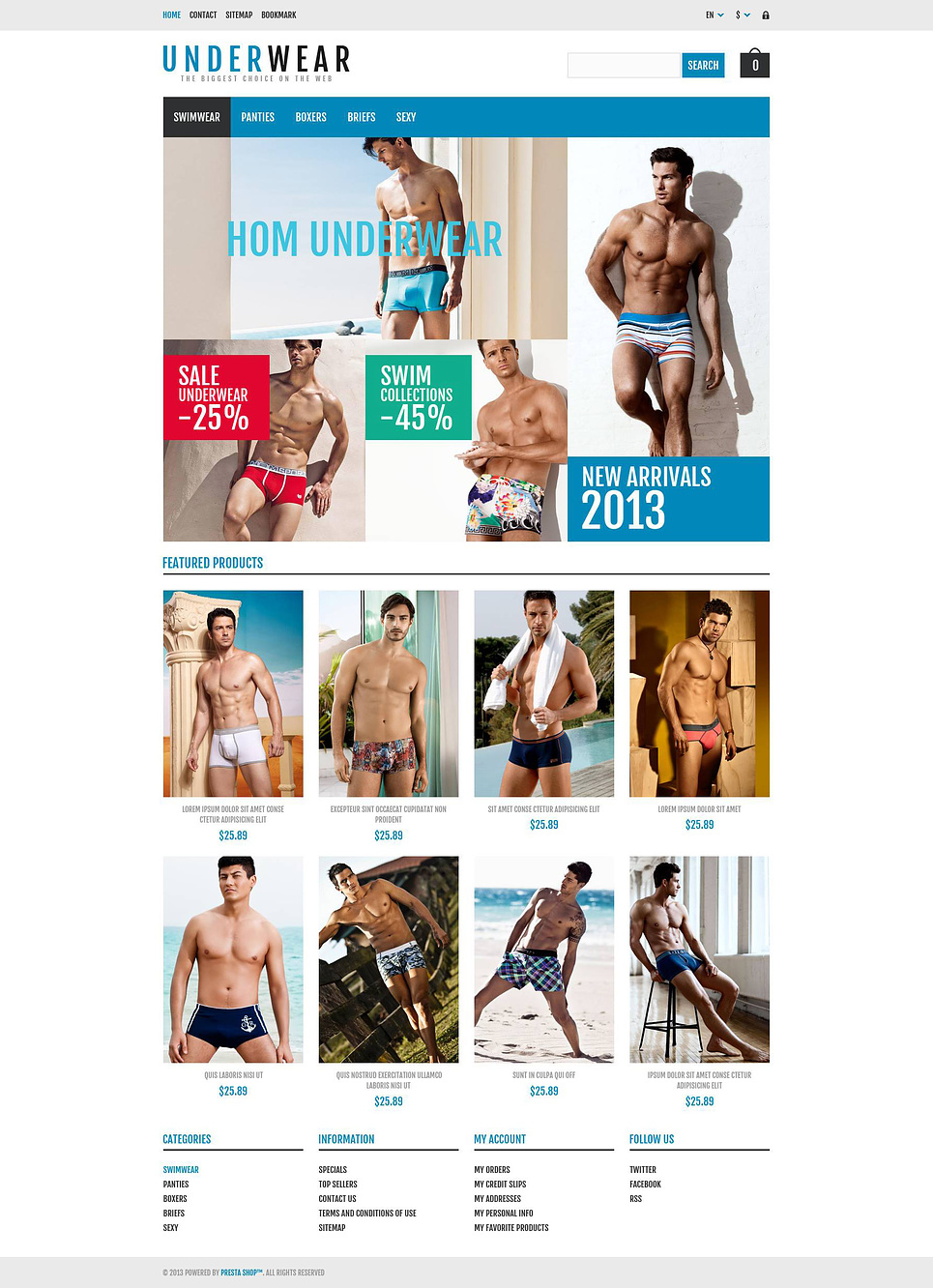 Responsive Underwear Store PrestaShop Theme (template for PrestaShop) Item Picture