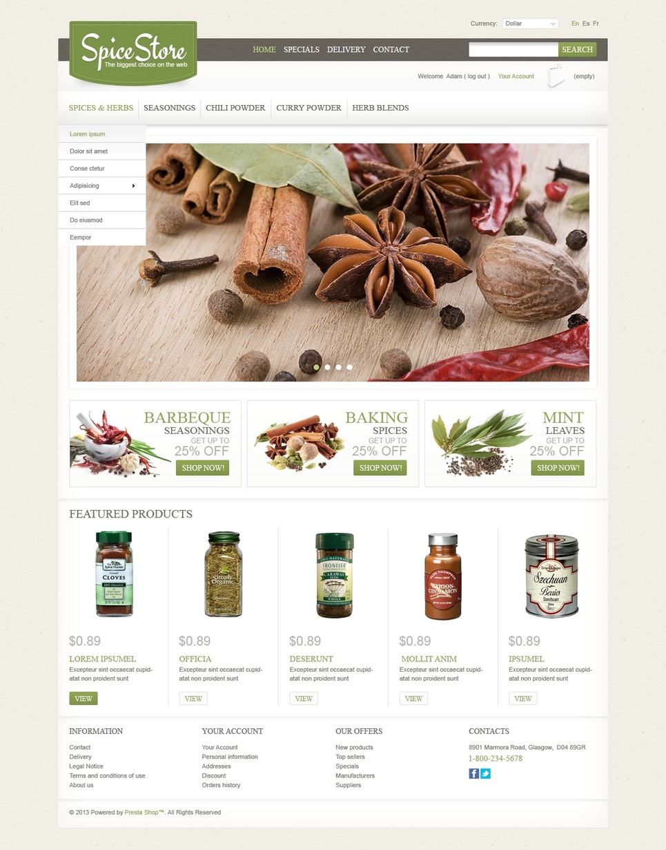 Spice Store (template for PrestaShop) Item Picture
