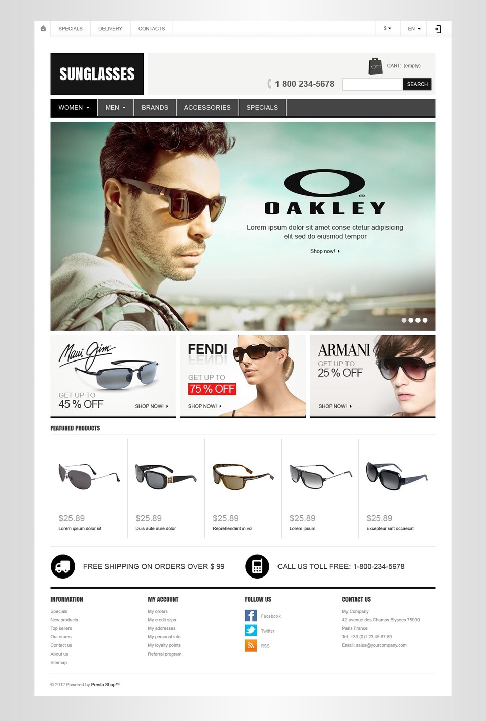 Sunglasses Store (template for PrestaShop) Item Picture