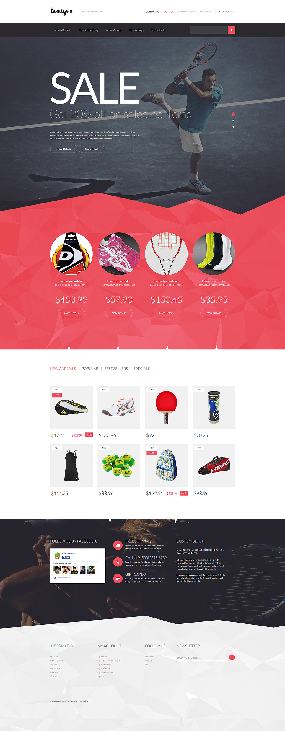 9+ Tennis Apparel and Equipment Ecommerce Website Templates (Tennis PrestaShop Themes)