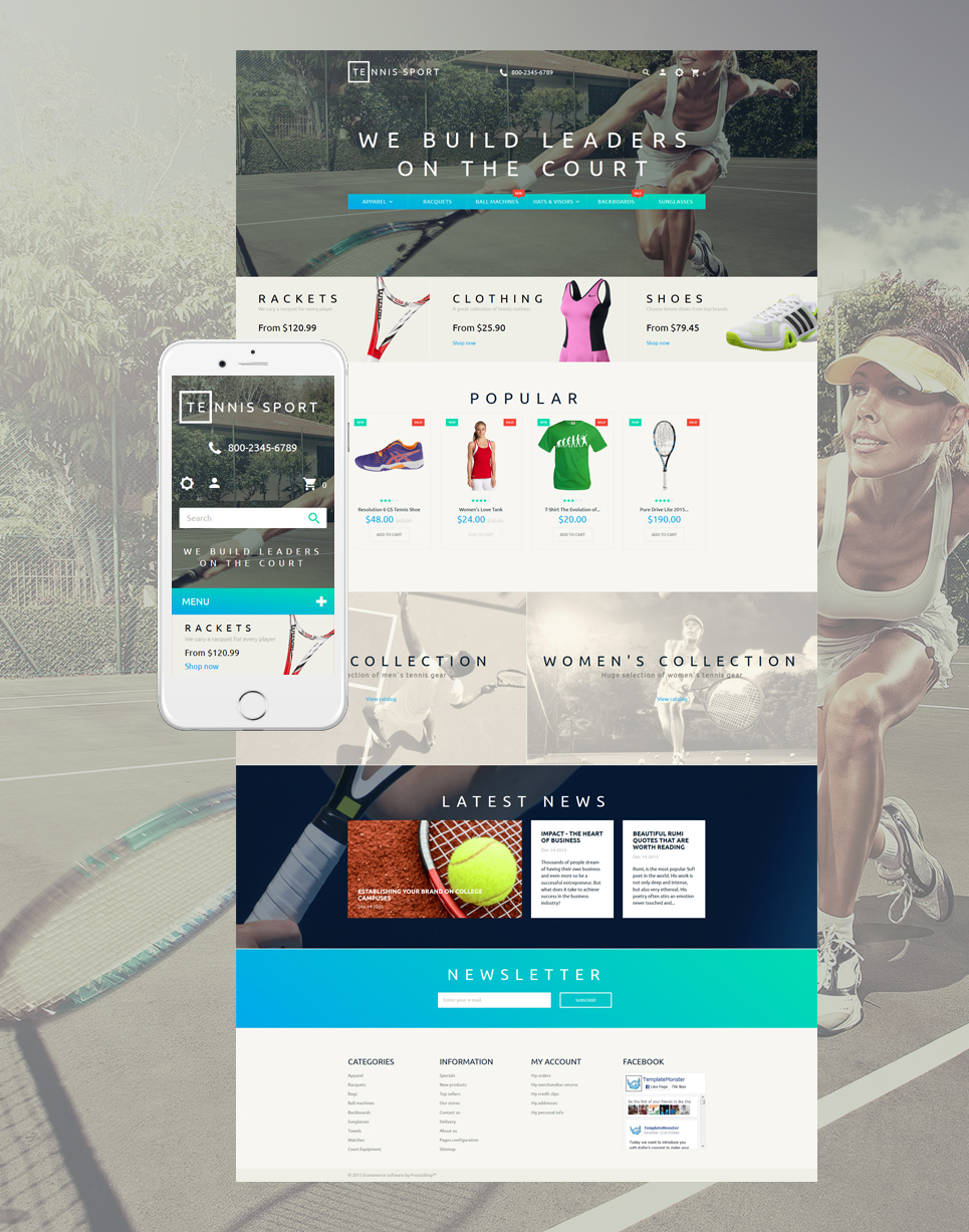Tennis Sports Shop (ecommerce theme for PrestaShop) Item Picture