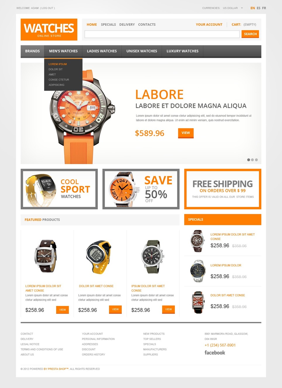 Watch Store (ecommerce theme for PrestaShop) Item Picture
