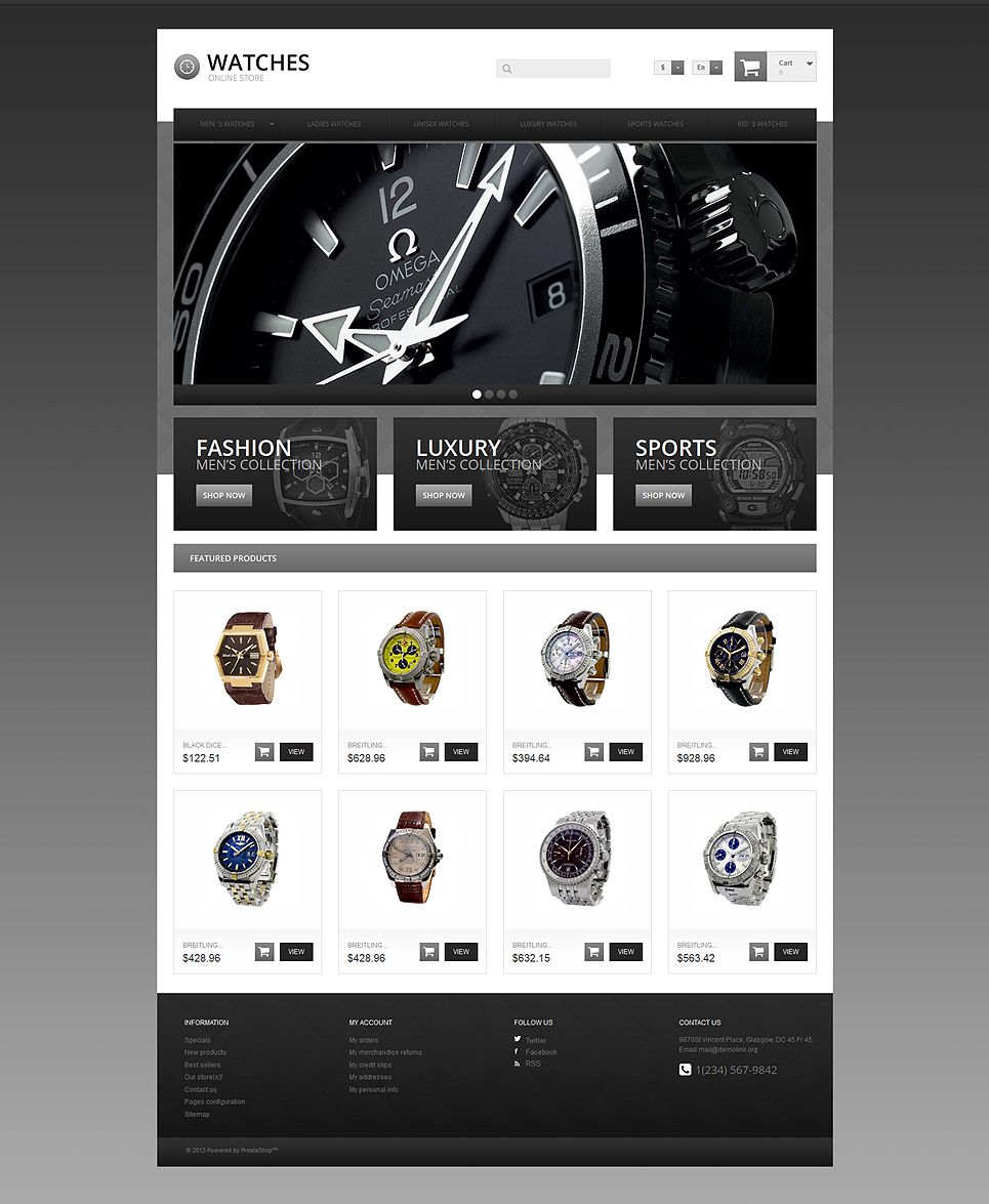 16+ Brilliant Watch Store Ecommerce PrestaShop Themes