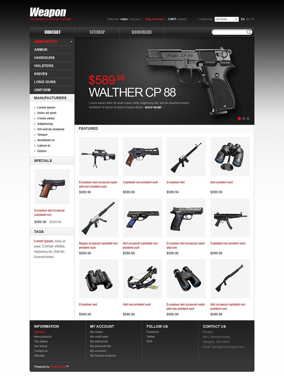 Weapons for Sport & Safety (PrestaShop template) Item Picture