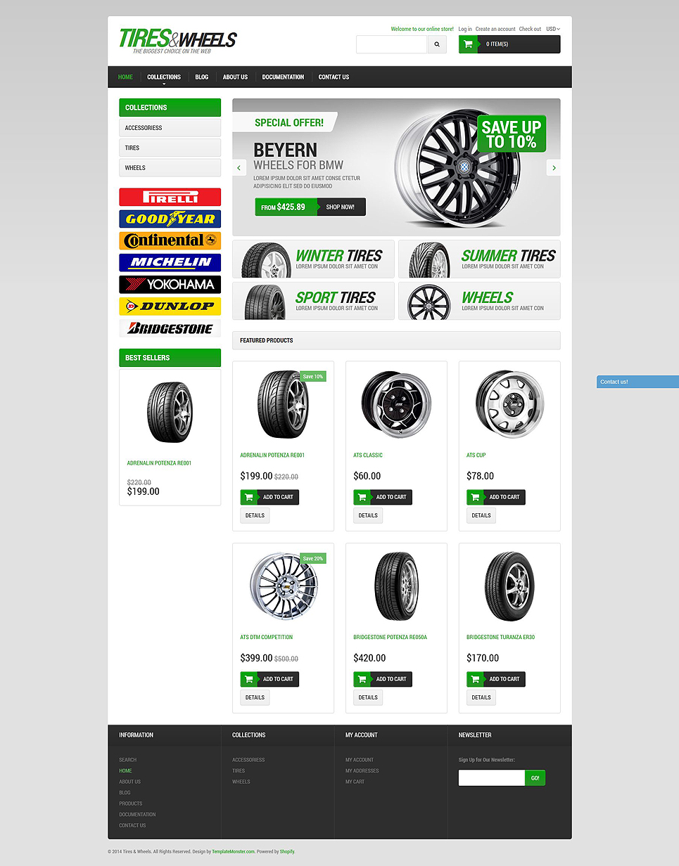 Car Tires (Shopify theme for ecommerce sites) Item Picture