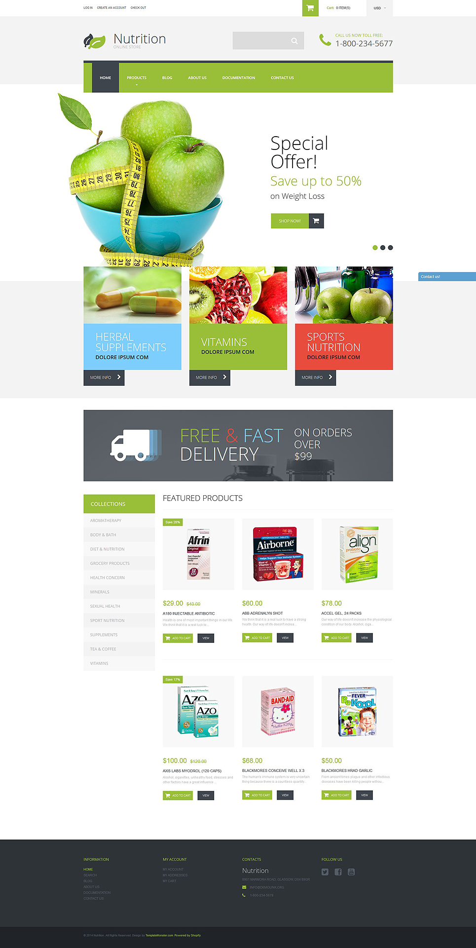 Nutrition Supplements (ecommerce website theme) Item Picture