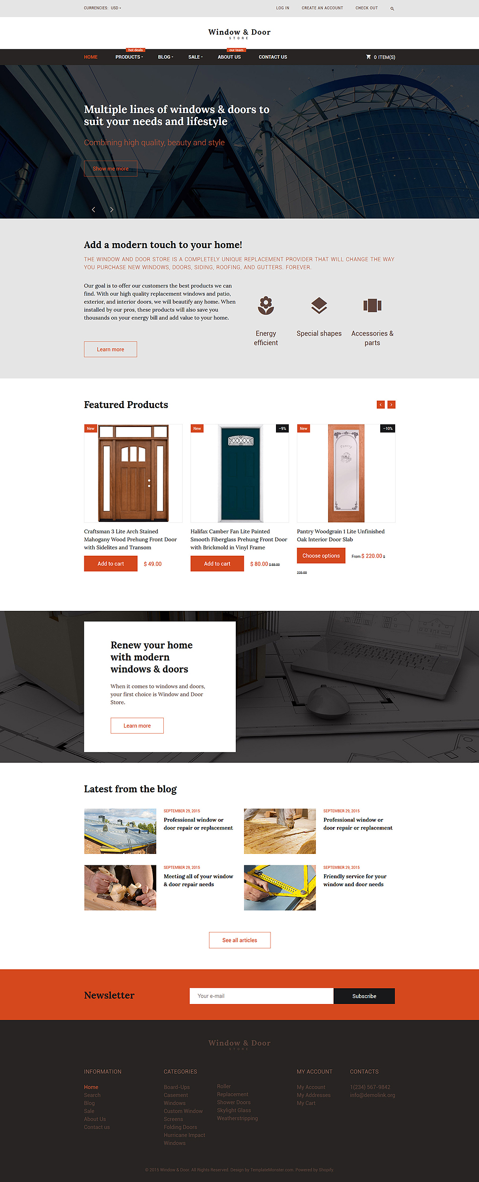 Windows and Doors Store (ecommerce website theme) Item Picture