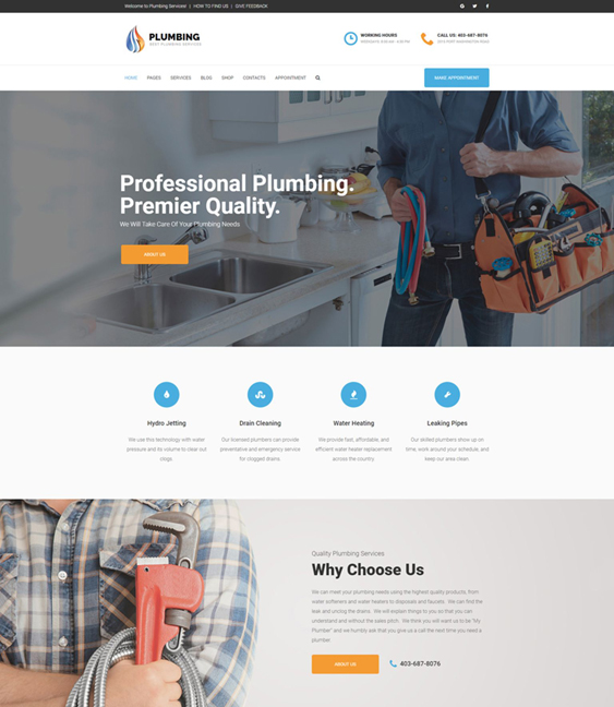 wordpress themes plumbers plumbing companies