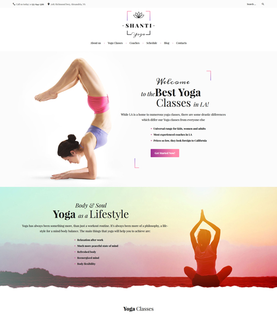 wordpress themes yoga teachers studios