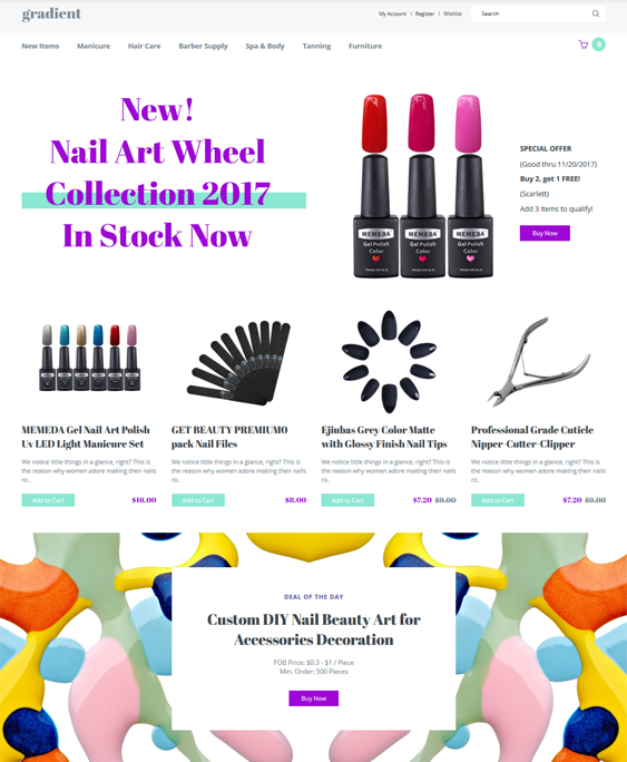 OpenCart theme for selling makeup cosmetics and hair and beauty products