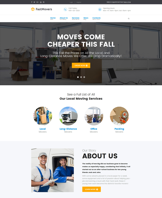 wordpress themes movers moving companies