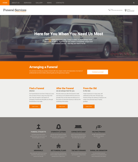 drupal themes funeral services