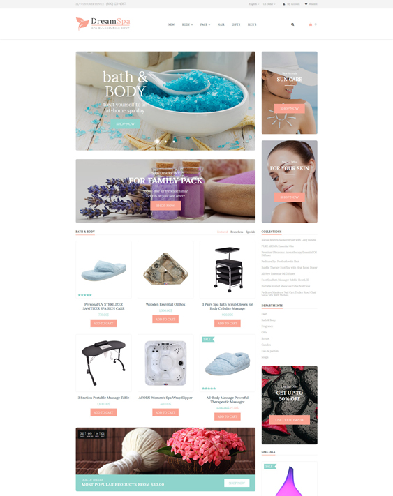 OpenCart theme for selling makeup cosmetics and hair and beauty products
