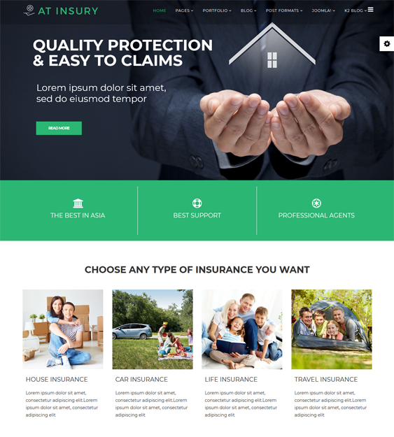 joomla template insurance company