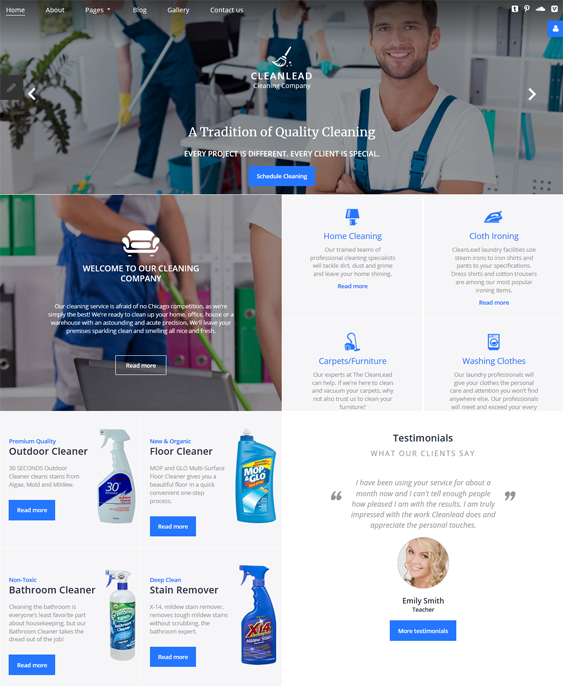 best joomla templates for maids cleaners cleaning companies feature