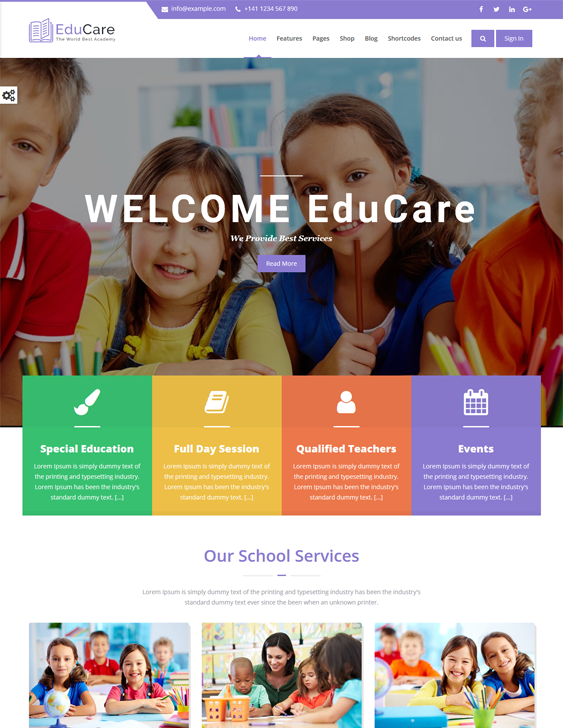 education bootstrap website templates daycare kindergarten elementary school websites