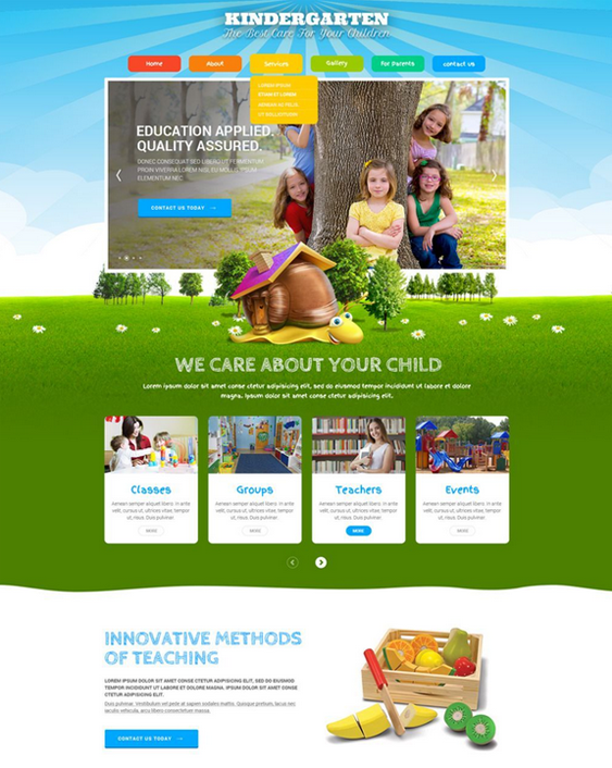 best education bootstrap website templates daycare kindergarten elementary school feature