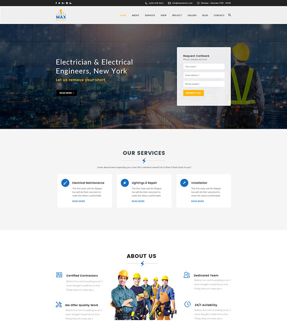 wordpress themes for electricians