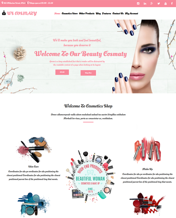 woocommerce themes selling cosmetics perfumes hair products makeup