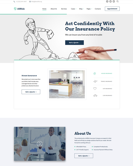 bootstrap website templates insurance company