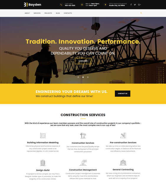 construction company wordpress theme