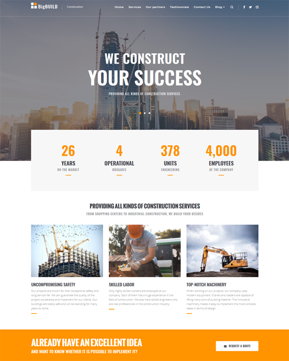 construction company wordpress theme