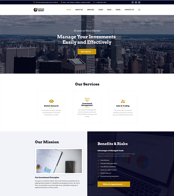 best bootstrap website templates financial advisors investment companies feature