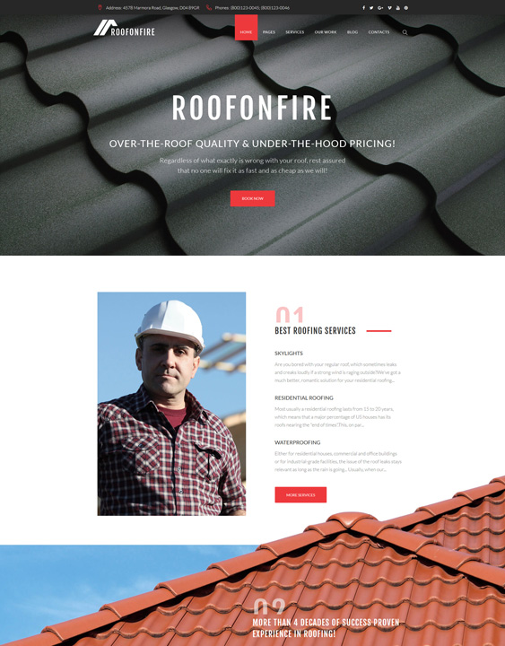 wordpress themes roofers roofing companies