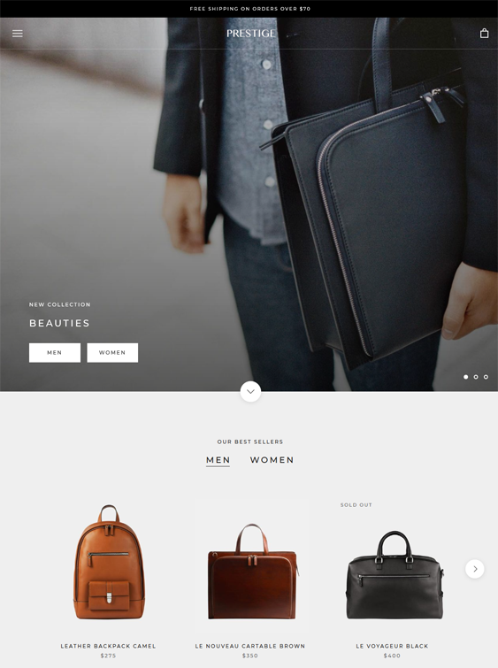 shopify themes selling purses handbags luggage