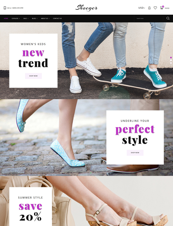best shopify themes selling shoes footwear feature
