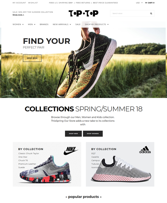 shopify themes selling shoes footwear