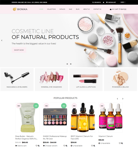 shopify themes selling beauty products cosmetics makeup perfume