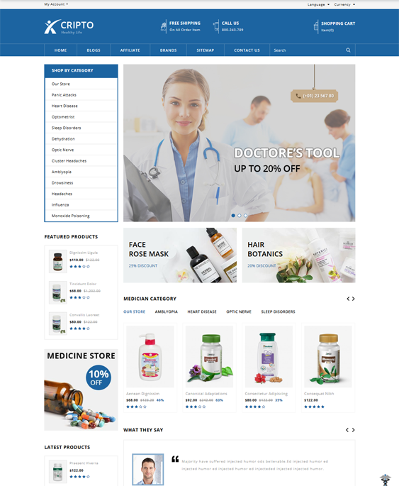opencart themes health medical stores